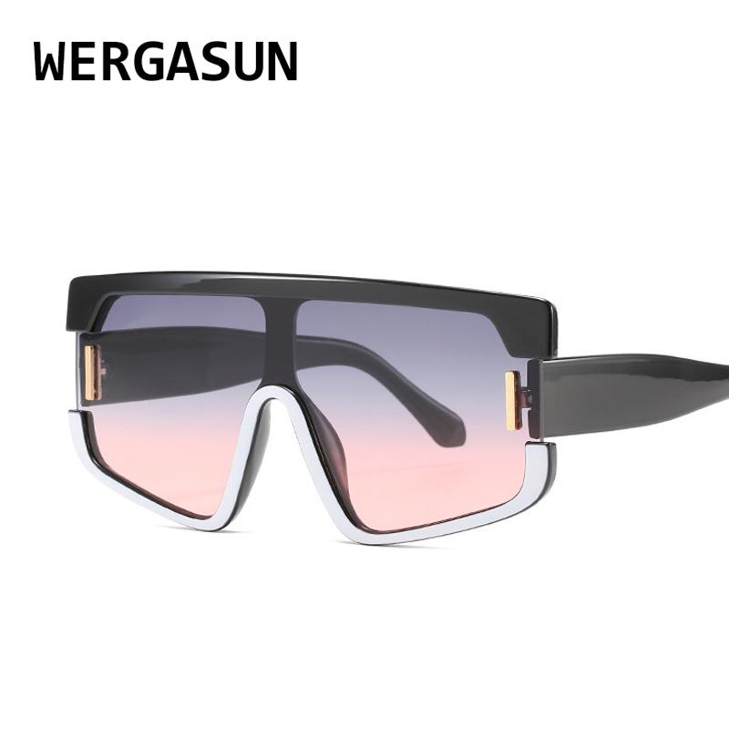 

WERGASUN Fashion Oversized Sunglasses Women Brand Designer Big Frame Square Sunglasses UV Protection Shades For Women