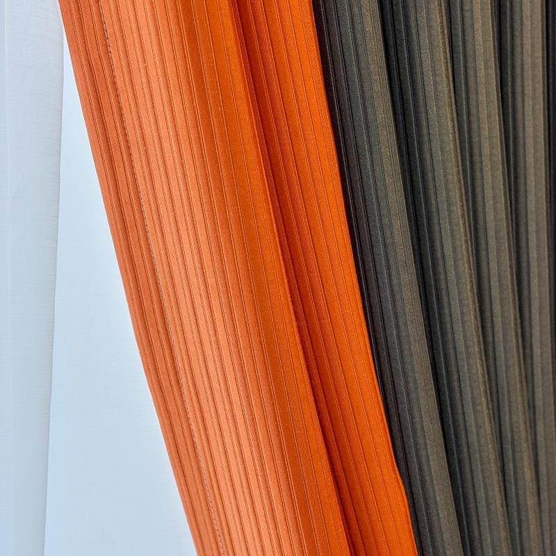 

Custom curtain Nordic livingroom Simplicity Splicing Folds gary orange shading bedroom thick blackout curtain drape M887, White tulle