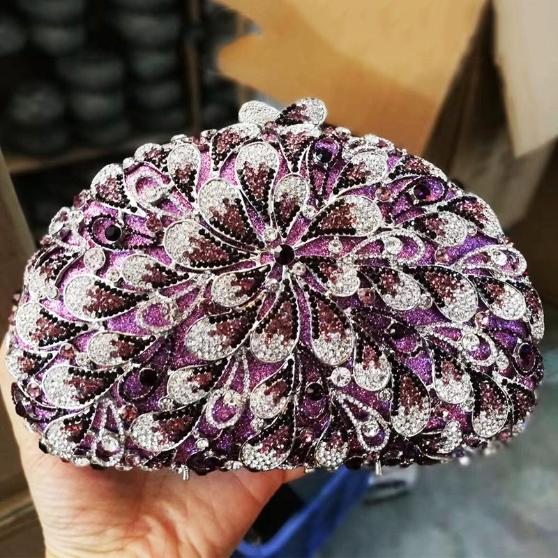 

Dark Pink Clutch Purse Evening Bags Clutches Women Chain Diamond Messenger Bag Fashion Ladies Day Clutch Female Crystal Handbags, Black