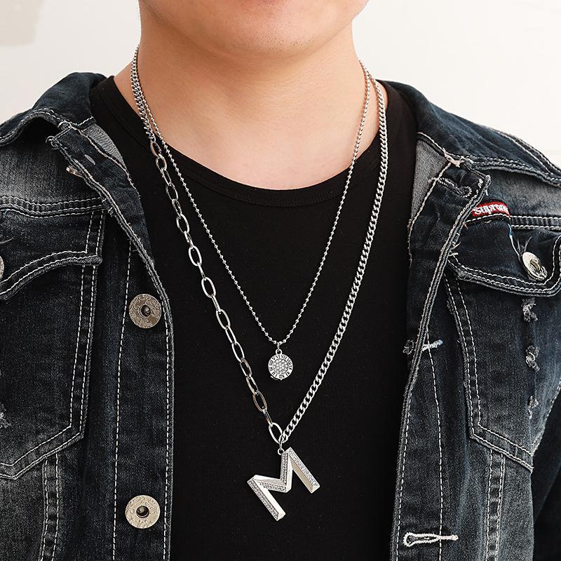 

Fashion new letter M multi-layer clavicle chain accessories summer female wild personality simple pendant jewelry hot sale1