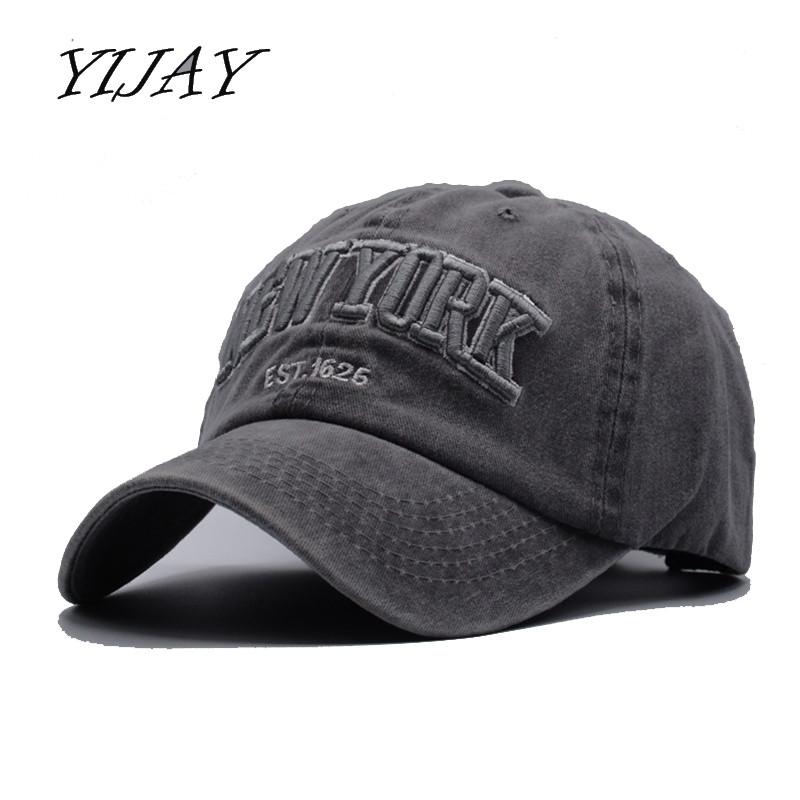 

Yijay sand washed 100% cotton baseball cap hat for women men vintage dad hats embroidery letter outdoor sports caps, Black