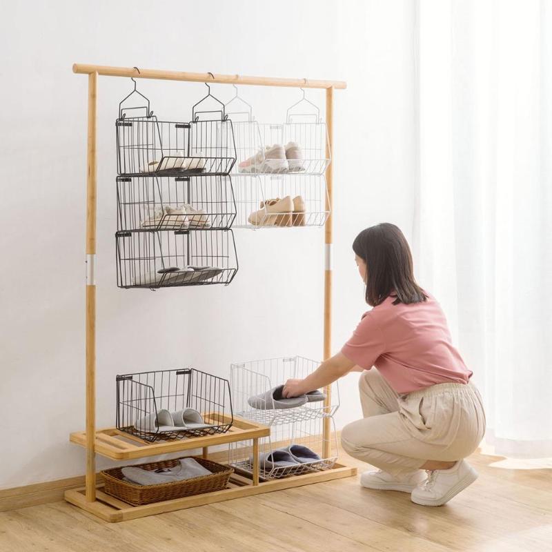 

Bedroom Shelf Closet Organizer Storage Shelf Underwear Bra Clothes Storage Rack Wardrobe Hanging Basket Cabinet Iron Shelves