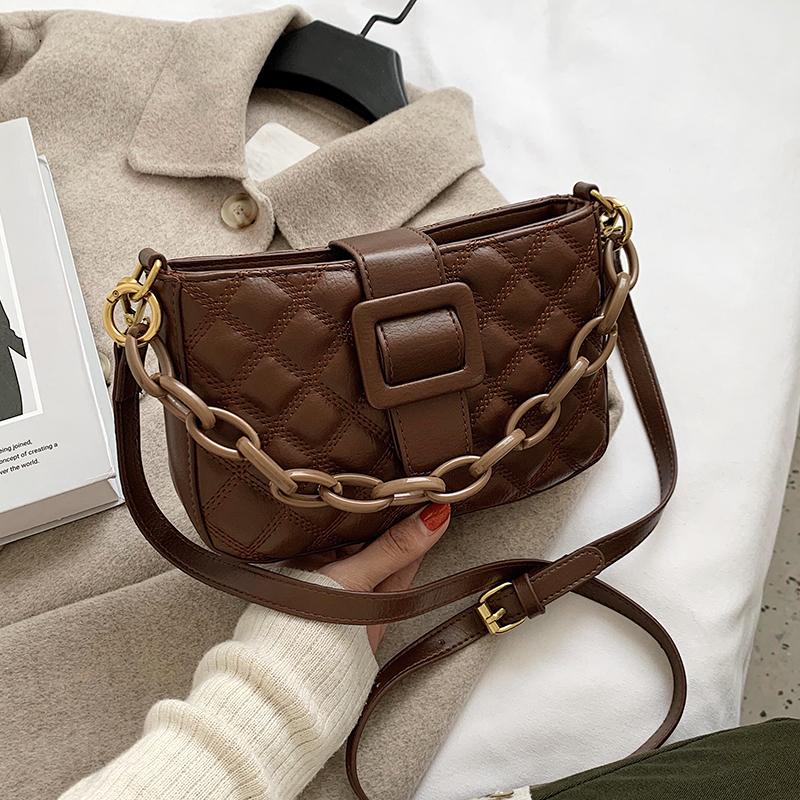 

VeryMe Women Leather Handbags Vintage Female Shoulder Bag Ladies Chain Top-handle Bags For Women Classic Paild Daily Totes sac, Black