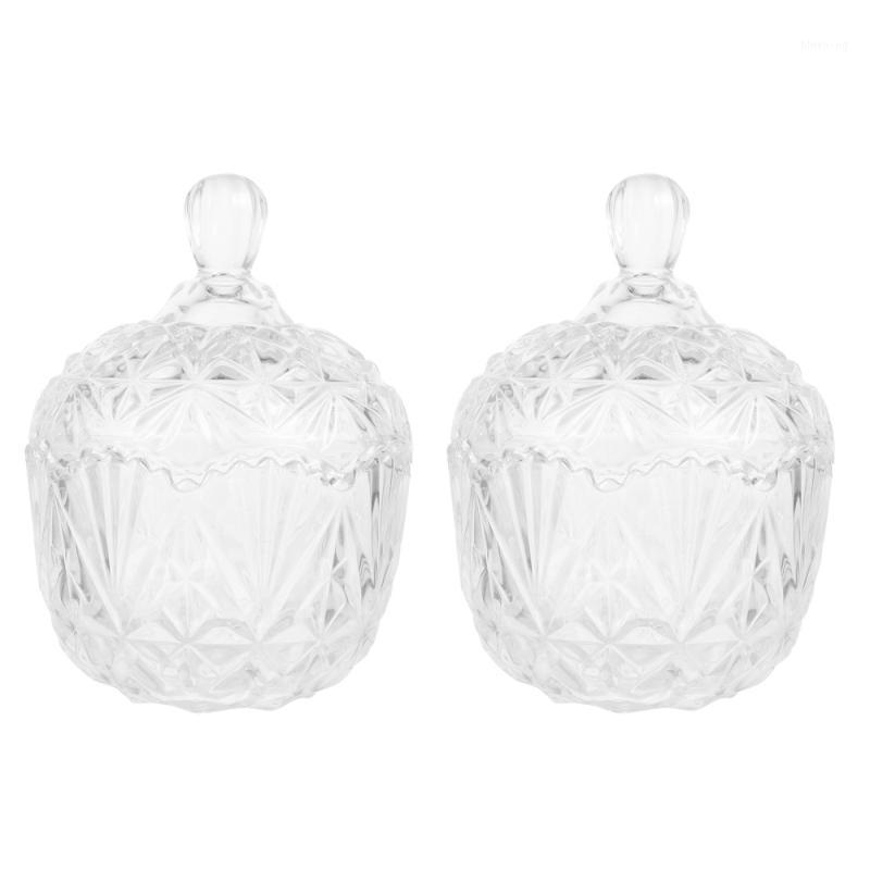 

2pcs Candy Storage Box Transparent Glass Sweets Storage Jar Container with Lids1