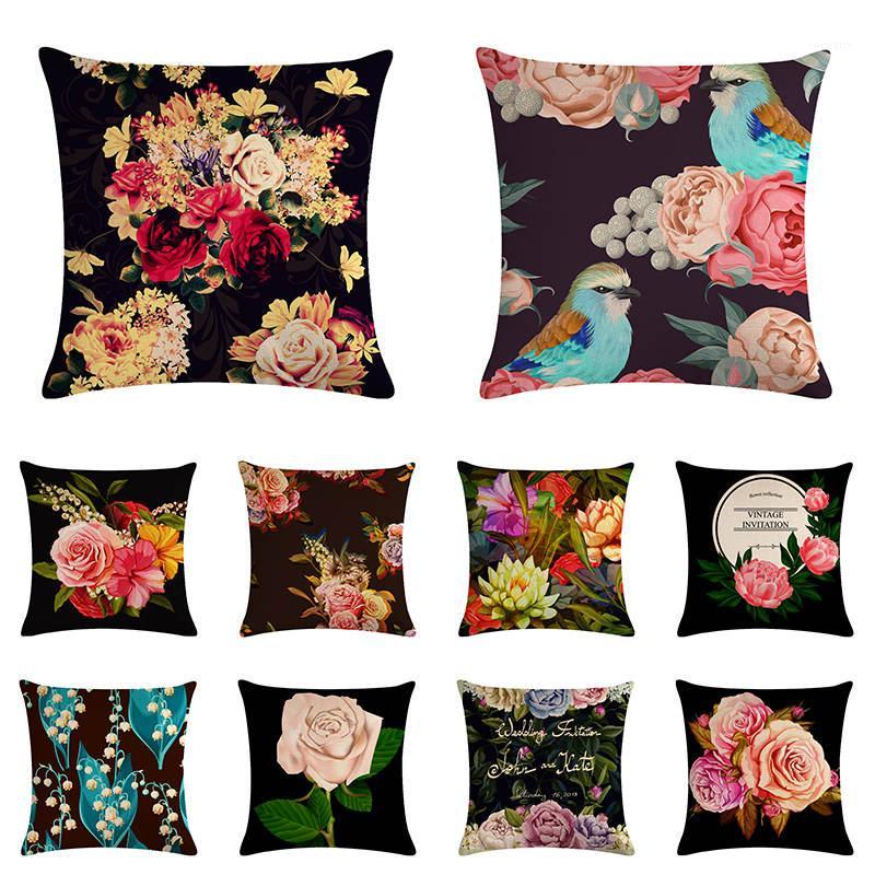 

Pillowcase Floral Printed Linen Cushion Cover Throw Pillow Case Living Room Bed Flower Peony Fresh Wholesale Dropshipping ZY10861, Zy108607