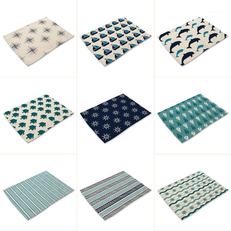 

42*32cm Mediterranean Style Placemat Table Mat Anti-scalding Pad DIY Living Room Kitchen Decoration Dining Accessories1