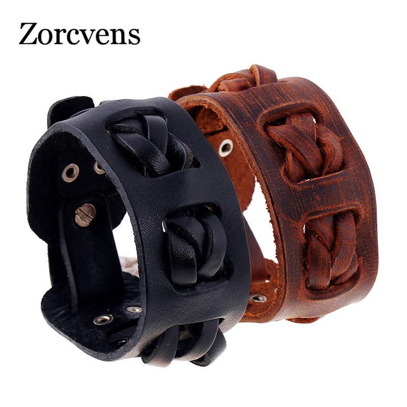 

Modyle 2020 Genuine Leather Wrap Vintage Brown Bracelet & Bangles Cuff Braided Jewelry For Men Women
