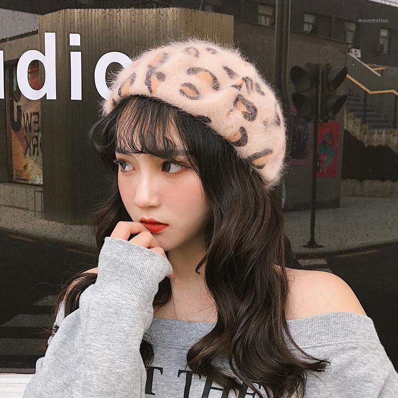 

New winter beret hat for women lady round beanies fur winter cap lepoard beret hat bucket cap1, Khaki