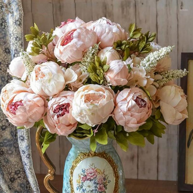 

1Bunch European Artificial Peony Decorative Party Silk fake Flowers Peonies For Home Hotel decor DIY Wedding Decoration wreath1