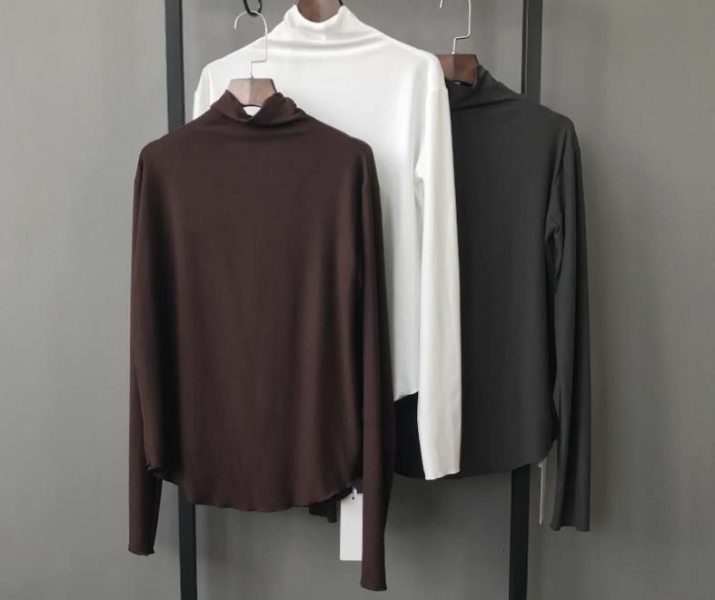

Autumn Winter New Half-turtleneck Cotton Long-sleeved T-shirt Women Soft Color Shirt Settlement Z7ng, Brown