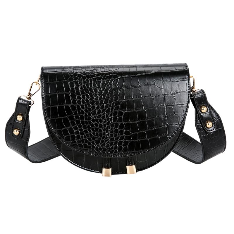 

Luxury Fashion Women Crossbody Bag Crocodile Semicircle Saddle Bags Soft Leather Shoulder Bags For Ladies Handbags Designer 2021, Blue