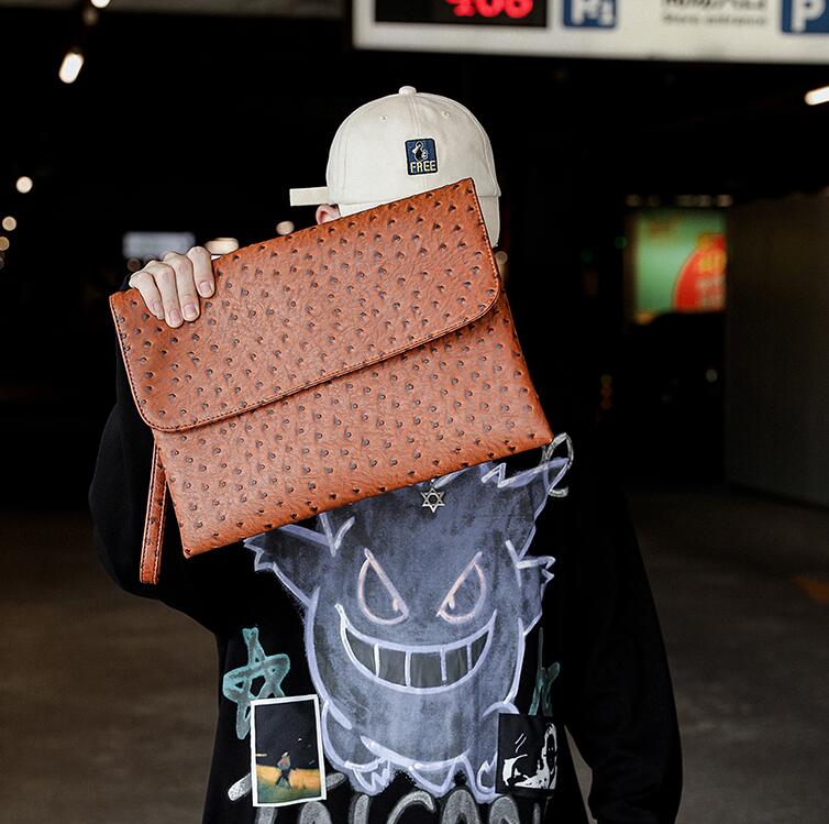 

Factory wholesale men handbag embossed leather shoulder bag large crocodile mens wrist handbags business fashion leathers messenger bags, Brown(boutique box)