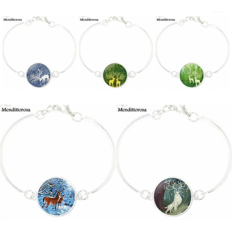

EJ Glaze Elk Deer Fashion Silver Plated Jewelry Glass Cabochon Bracelet Bangle Women For Schoolgirl Maxi1