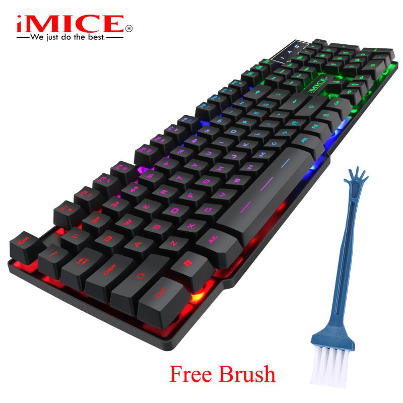 

Wired Gaming Keyboard Mechanical Feeling Backlit Keyboards USB 104 Keycaps Russian Keyboard Waterproof Computer Game Keyboards