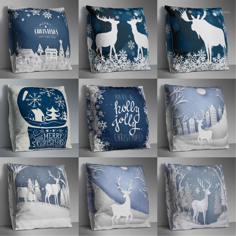 

Nordic Blue Christmas Pillow case Elk Cushion covers For Home Decor pillowcase pillow covers 45*45cm1, 009