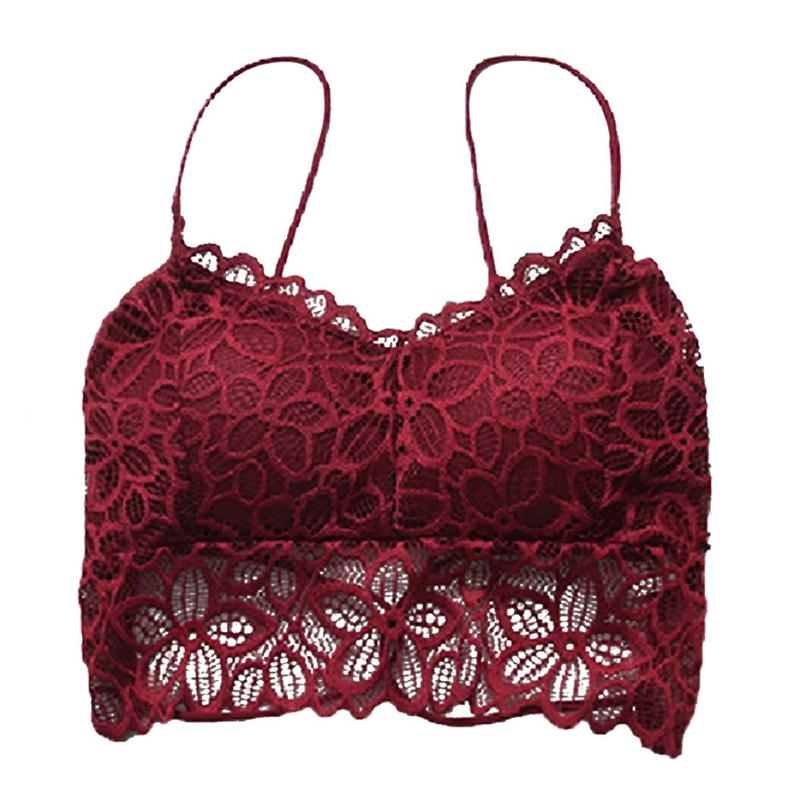 

Beauty Back Undetwear Fashion Full Lace Cross Slim With Chest Pad Gathered Hollow Tube Top Ladies Solid Color Sexy Push Up Bra, Blue