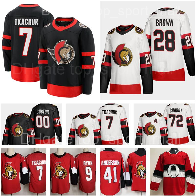 

New 2021 Black Ottawa Senators 7 Brady Tkachuk Jersey 28 Connor Brown Thomas Chabot Jean-Gabriel Pageau Anthony Duclair Men Women Kid Hockey, 100th