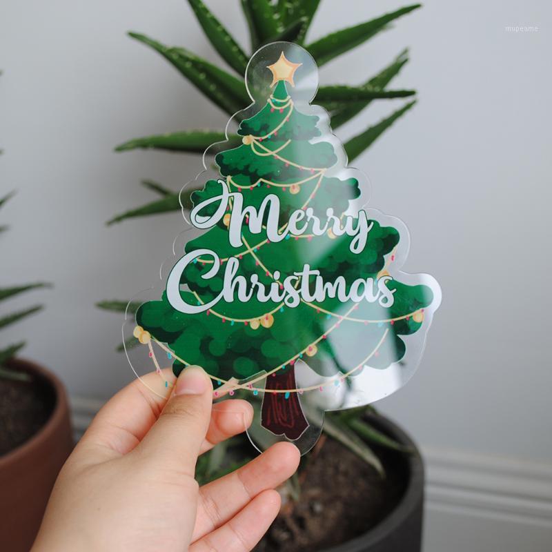 

10pcs Christmas tree acrylic greeting card with customize print family photo for anniversary1