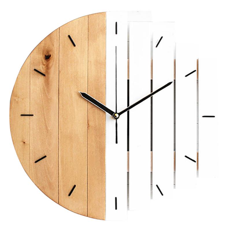 

Color Block Vintage DIY Bar Living Room Practical Pointer Wooden Wall Clock Home Decor Bedroom Hanging Industrial Style Quartz