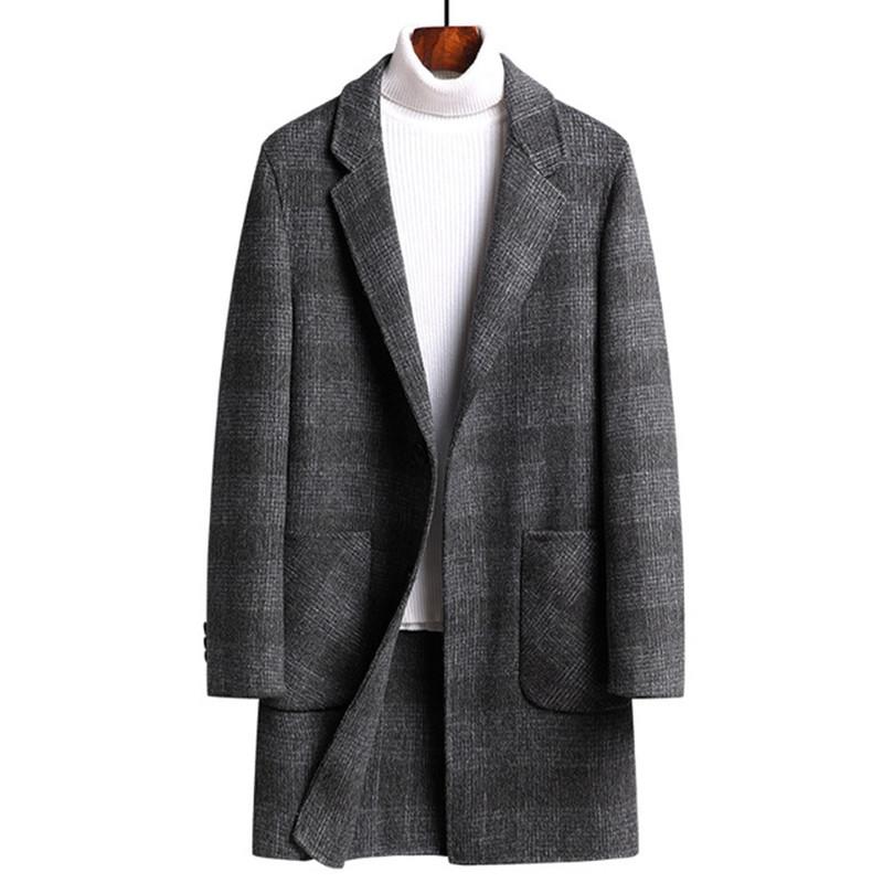 

New Winter Double Side Woolen Outwear Brand Men Wool Blends Coats High Quality Men's Warm Casual Jacket, Dark grey
