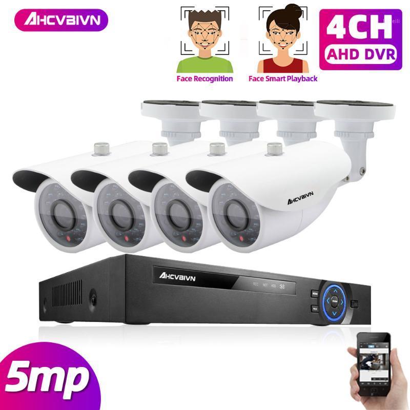 

4CH 5MP HD CCTV Security System 6IN1 H.265 DVR With 4PCS 5MP AHD TVI Weatherproof White Security Surveillance Camera Kit1