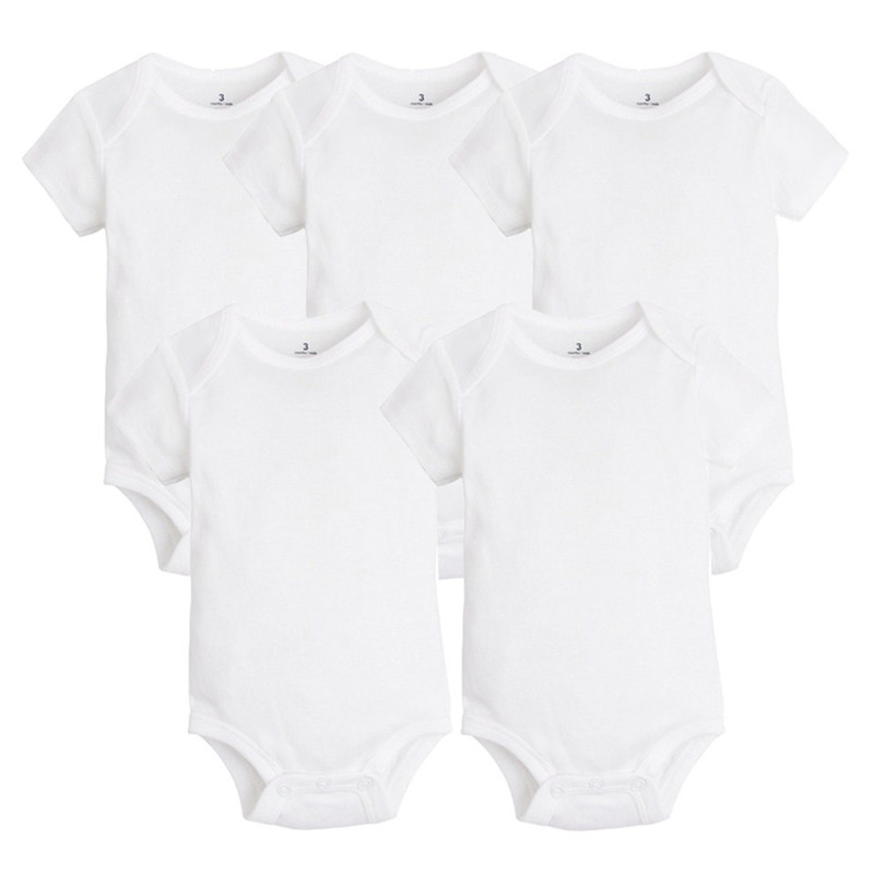 

5 PCS/LOT born Baby Clothing Summer Body Baby Bodysuits 100% Cotton White Kids Jumpsuits Baby Boy Girl Clothes 0- 220301, White sleeveless