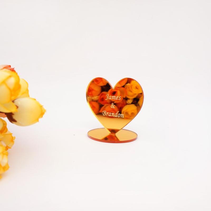 

Personalized 10pcs Wedding Sign Invitation Card Tags Mirror Heart Seat Plates Table Decoration Custom Party Bridal Favors Gift1