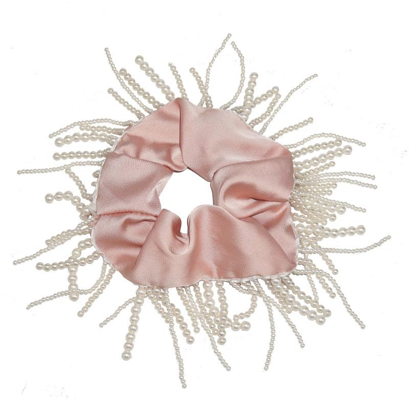 

High Quality Silk Pearl Tassel Elastic Hair Band For Women Hair Accessories Crystal Tie Rubber Band For Scrunchies