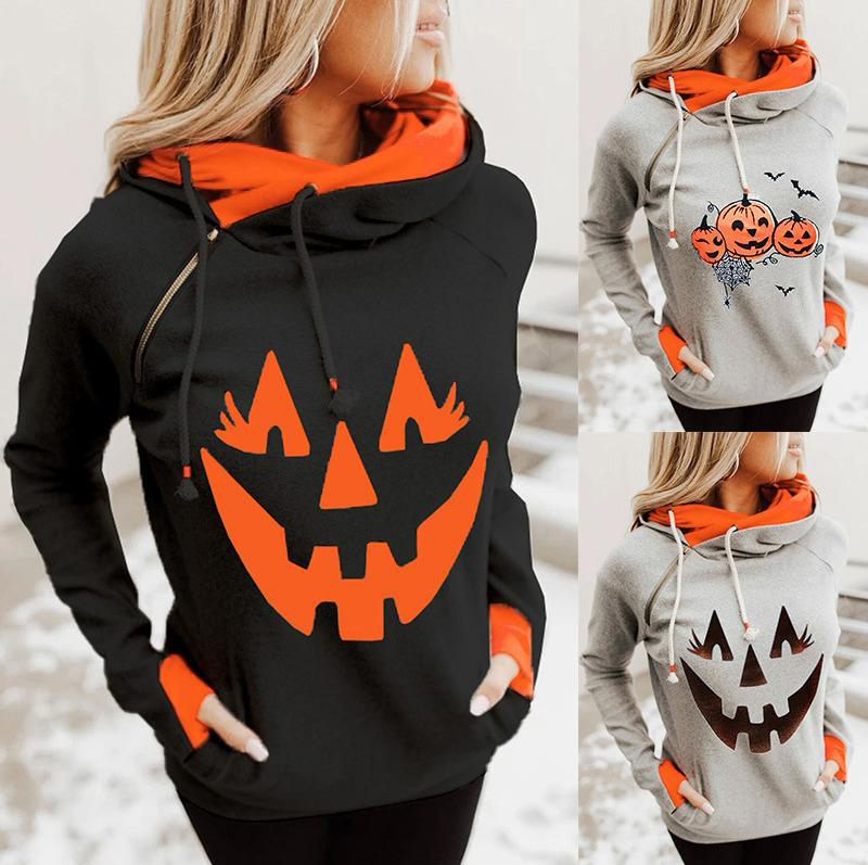 Winter Women Sweater Designer Casual Halloween Clown Pattern Long Sleeve Hoodies Ladies Casual Fashion trench Coats Jackets Clothing