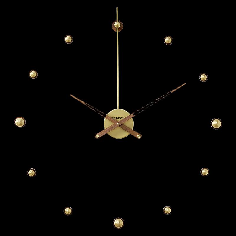 

Luxury Diy Wall Clock Sticker Metal Silent Modern Gold Large Clocks Wall Watches Home Decor Walnut Living Room Wood Watch Gift