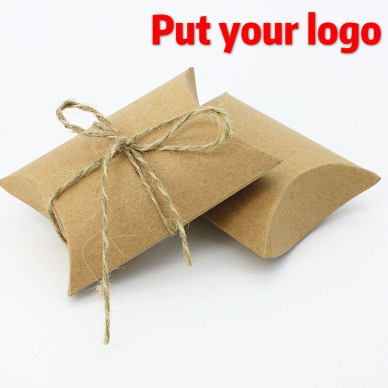 

50pcs 100pcs Kraft Paper Pillow favor Box Chocolate sweets candy christmas gifts wedding children's day party Festival supplies1