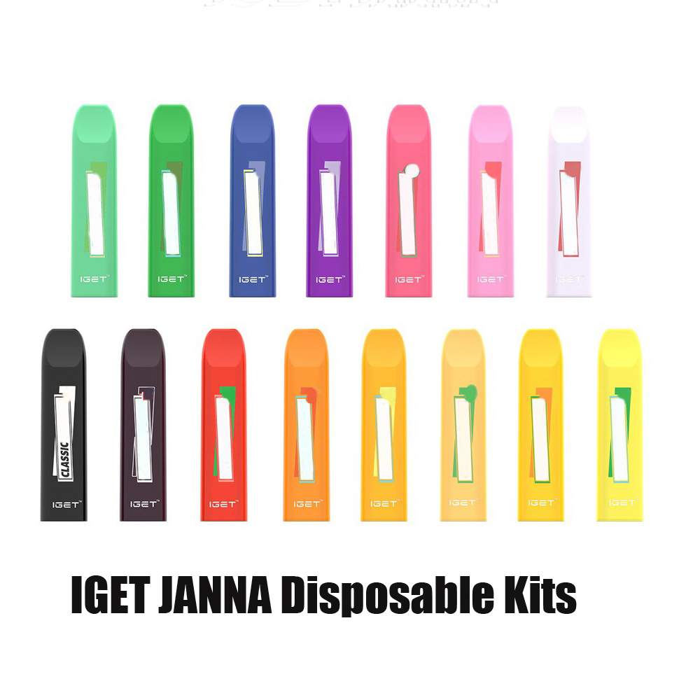

100% Original IGET JANNA Disposable Cigarettes Pod Device 450 Puff 280mAh Battery 1.6ml Prefilled Portable Empty Vape Stick Pen Bar Plus Kit