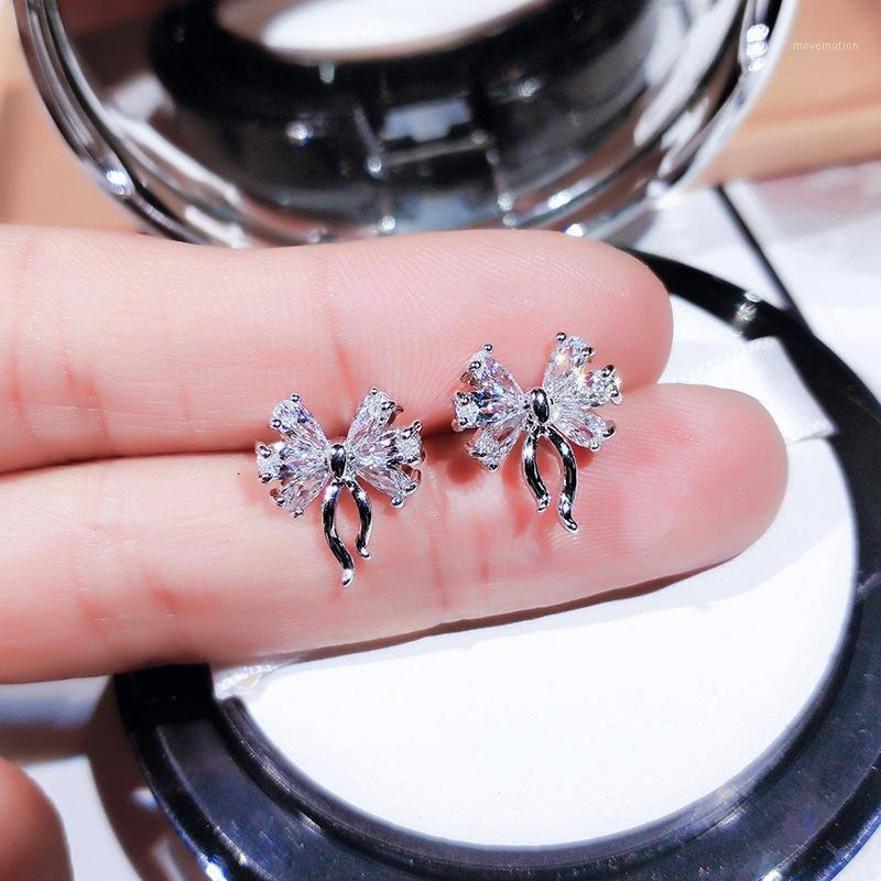

Bow Ballet Earrings Fashion Elegant Rhinestone Crystal Stud Earrings for Women Girls Silver Color Simple Party Jewelry Gift1