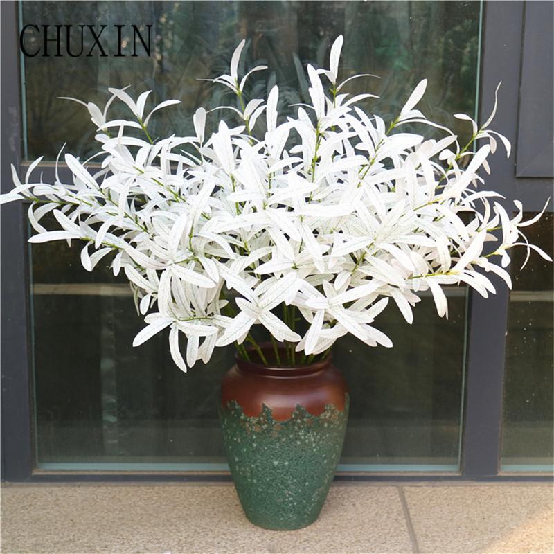 

Green artificial flower silk leaf olive branch wedding home decoration fake flower green plants vase arrangement 90cm 1pc, Brown