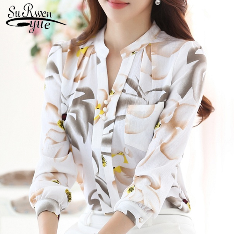 

New Fashion V-neck Chiffon Blouses Slim Women Chiffon Blouse Office Work Wear Shirts Women Tops Plus Size Blusas 882g 25 Y200930, Black