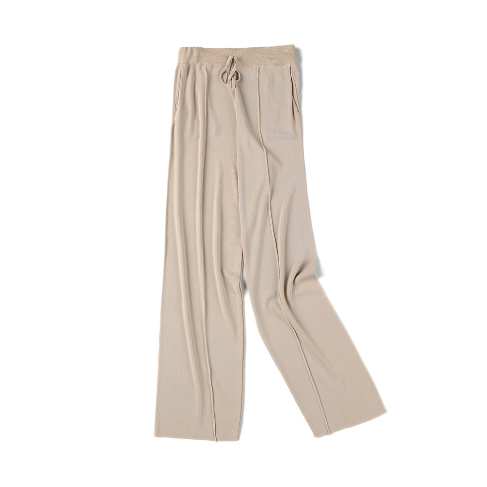 

2021 New Sense of Fall Wide-legged High Waist Ice Silk Loose Fashionable Casual Pants Woman Elastic Bejm, Green