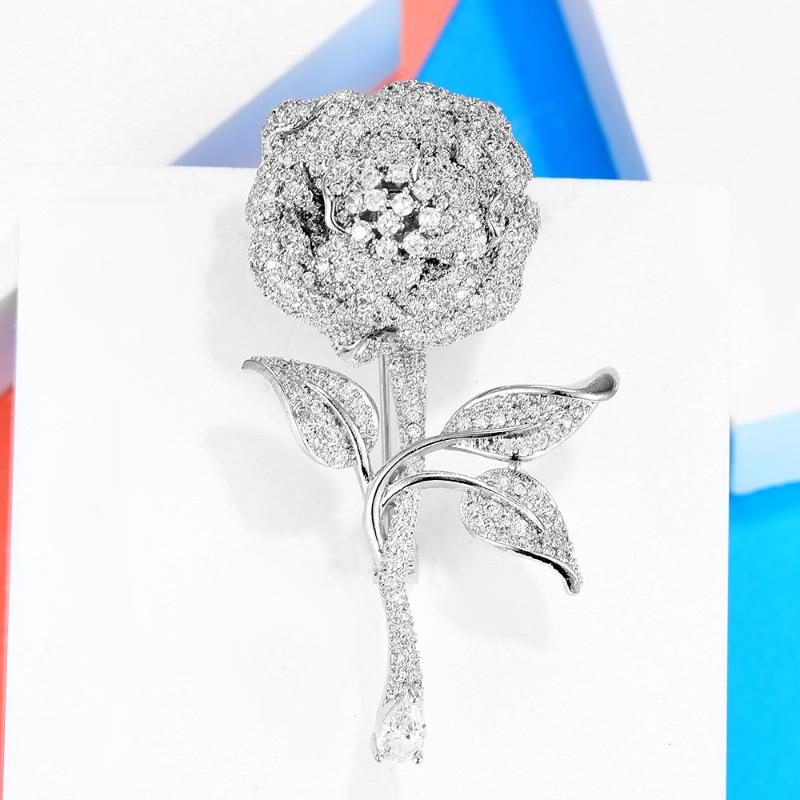

Pins, Brooches GODKI Original Brand Cubic Zirconia Rose Shape Neck Jewelry Pendant Exquisite Graceful Gift For Ladies High Quality