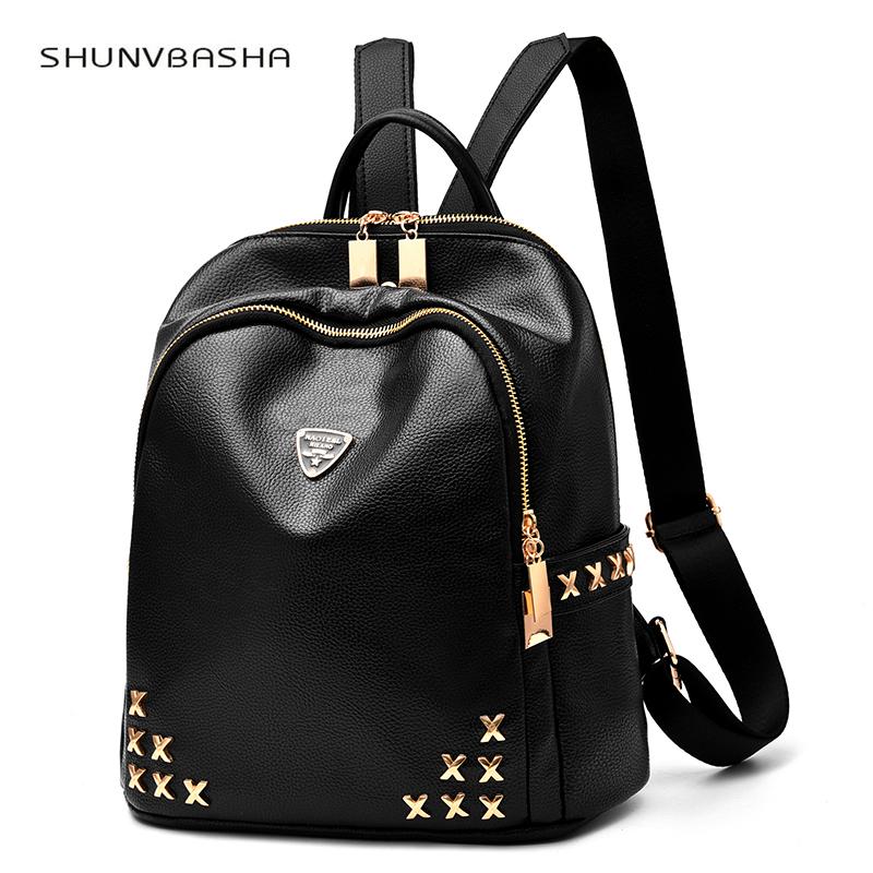 

SHUNVBASHA New Fashion Backpack High Quality PU Backpacks School students Bag Multipurpose Backpack Unisex, Black