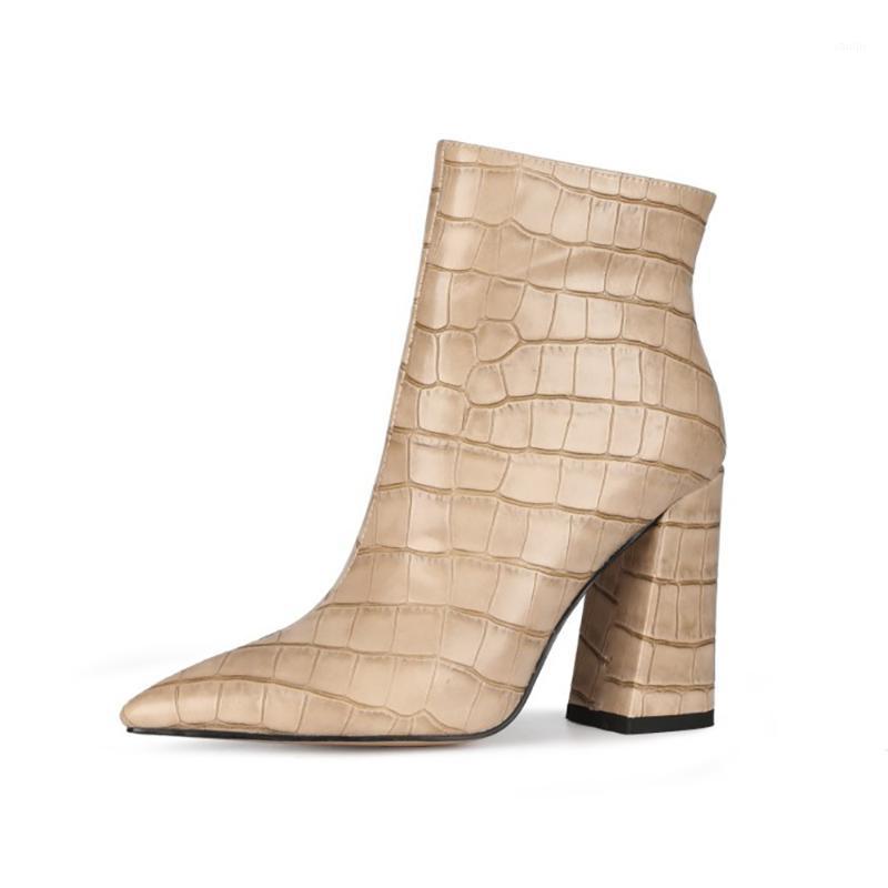 

Fashion Women's Shoes Winter new Sexy Short boot Elegant Pointed toe Beige Concise Mature Chunky heels boots Big size 44 451