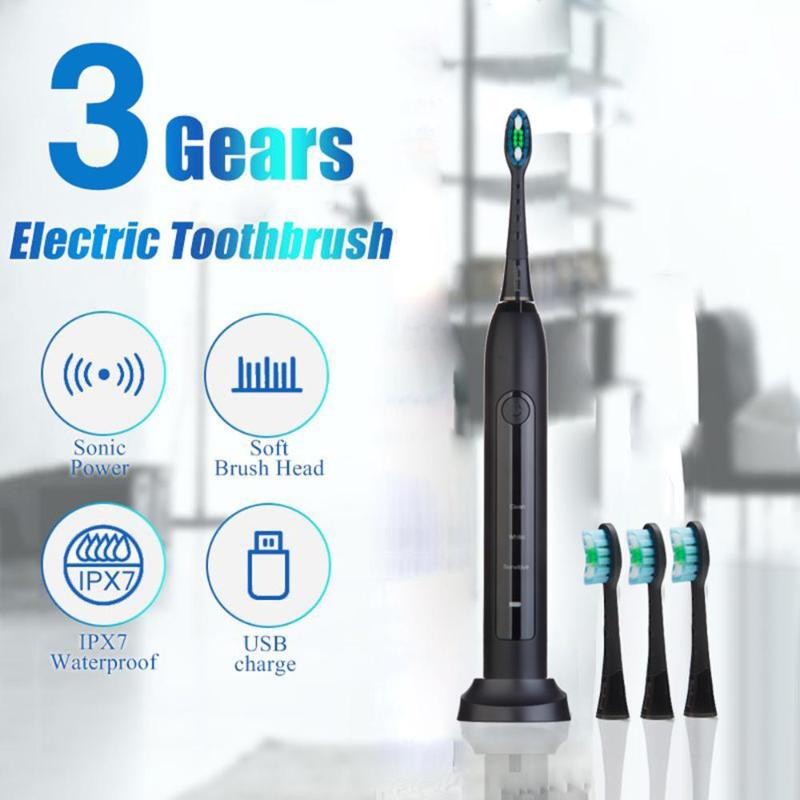 

NEW O'BELLA 071B Sonic Electric Toothbrush 48000RPM Rechargeable Oral Adult Tooth Brushes With 4 Pcs DuPont Replacement Heads