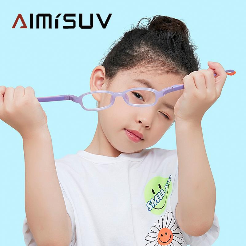 

Children's Computer Eyeglasses Boy Girl Rectangle Blue Light Blocking Glasses Kids Removable TR90 Flexible Silicone Frame UV400