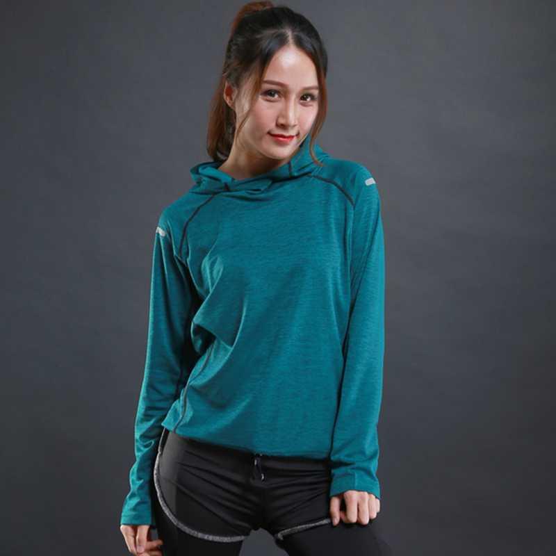 

Autumn Thin Women Running T Shirts Gym Fitness Long Sleeves Sweatshirts Quick Dry Training Breathable Hood Sports Yoga Clothing, N6803 network