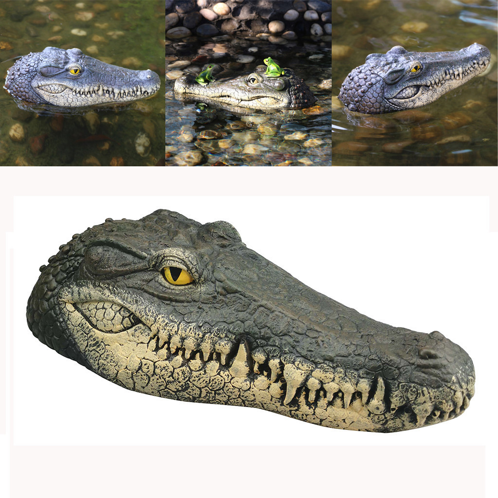 

Modern Floating Crocodile Head Animal Figurines Water Decoy Garden Pond Art Home Decoration For Control Ornaments Collection 201201