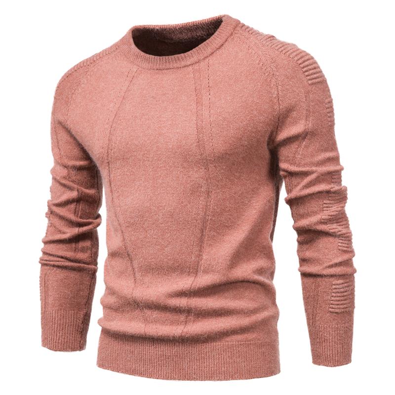 

New Autumn Winter Pullover Solid Color Men's Sweater O-neck Geometry Sweater Men Casual Fashion Pull Slim Sweaters Mens, Black