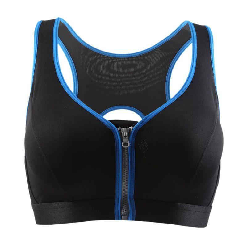 

Professional Top Quality Women sport bra Chest Open Zipper Sporting Bra Shockproof Fitness Underwear Sexy Bras, Green