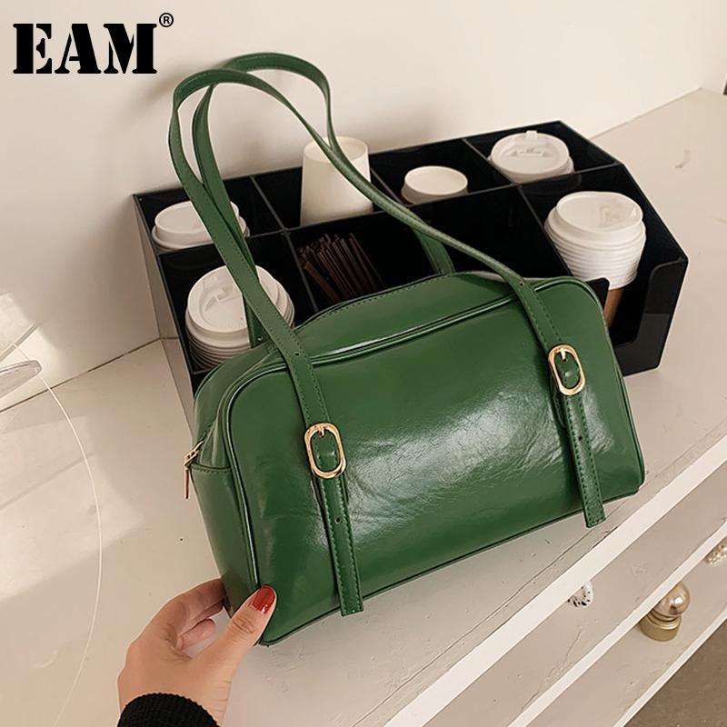 

[EAM] Women New brief Large Capacity PU Leather Flap Personality All-match Crossbody Shoulder Bag Fashion Tide 2021 18A1337, Black