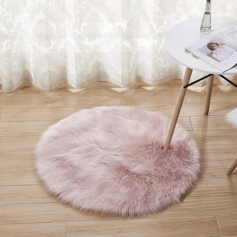 

Round Long Faux Artificial Skin Fluffy Photograph Mat Thick Carpets Living Room Floor Mat Home Fur Rug Modern Style Decorative, Yellow