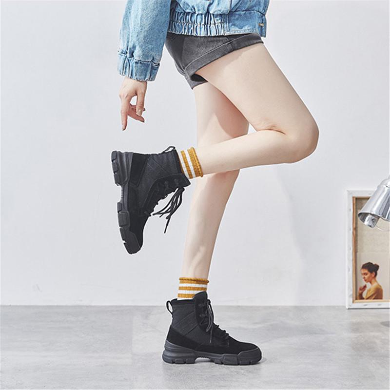 

Women's Spring Autumn Boots Lace-Up Thick High-top Outdoor Booties Women Sneakers Canvas Boots Non-Slip Ladies Shoes, Khaki