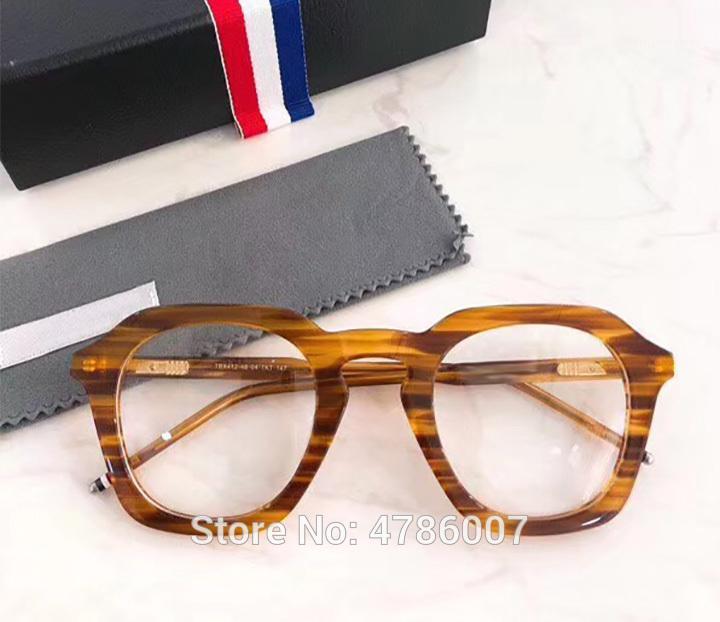 

2019 thom Frames New Men women Optical Irregular big full rim Eyeglasses Frame high myopia Prescription Clear Lens Glasse tb4121, Black