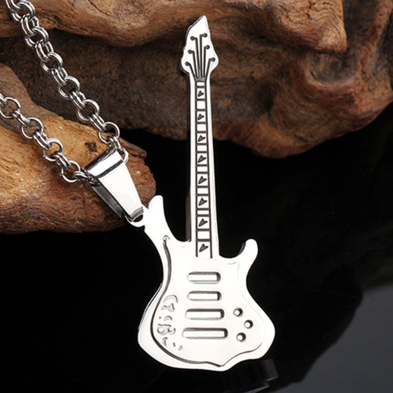 

Stainless Steel Music Guitar Pendant Necklace Punk Rock Music Children Lover Gift Necklace Guitar Jewellery